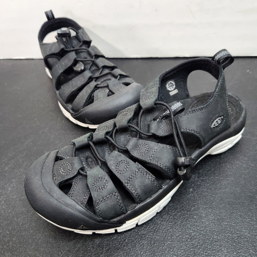KEEN Venice H2 Womens 9 Black Leather Waterproof Sport Sandals 1016866
